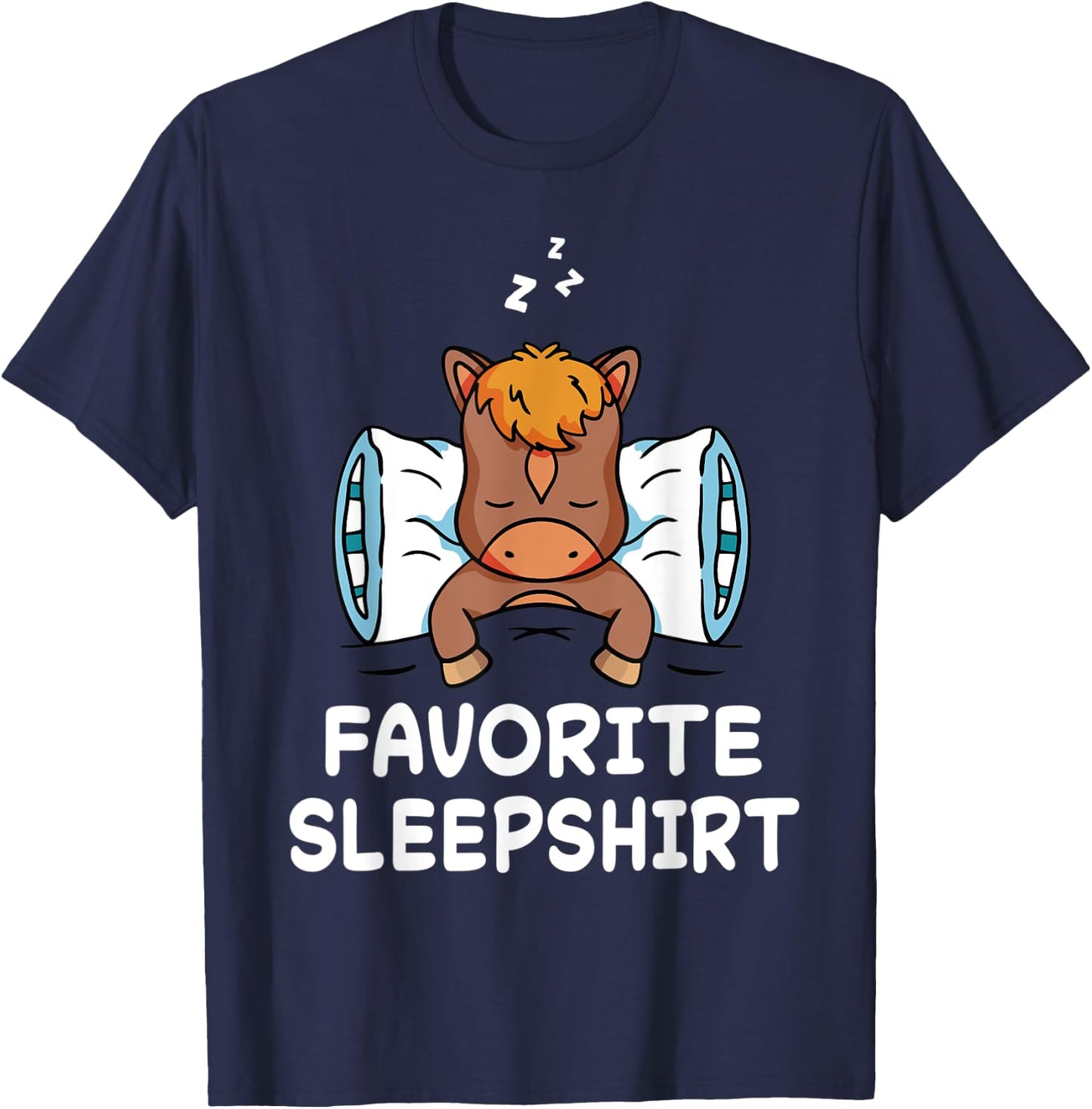 Horse Horses Nap Sleeping Sleep Pajama Pajamas Nightgown T-Shirt - T-Shirt | Navy