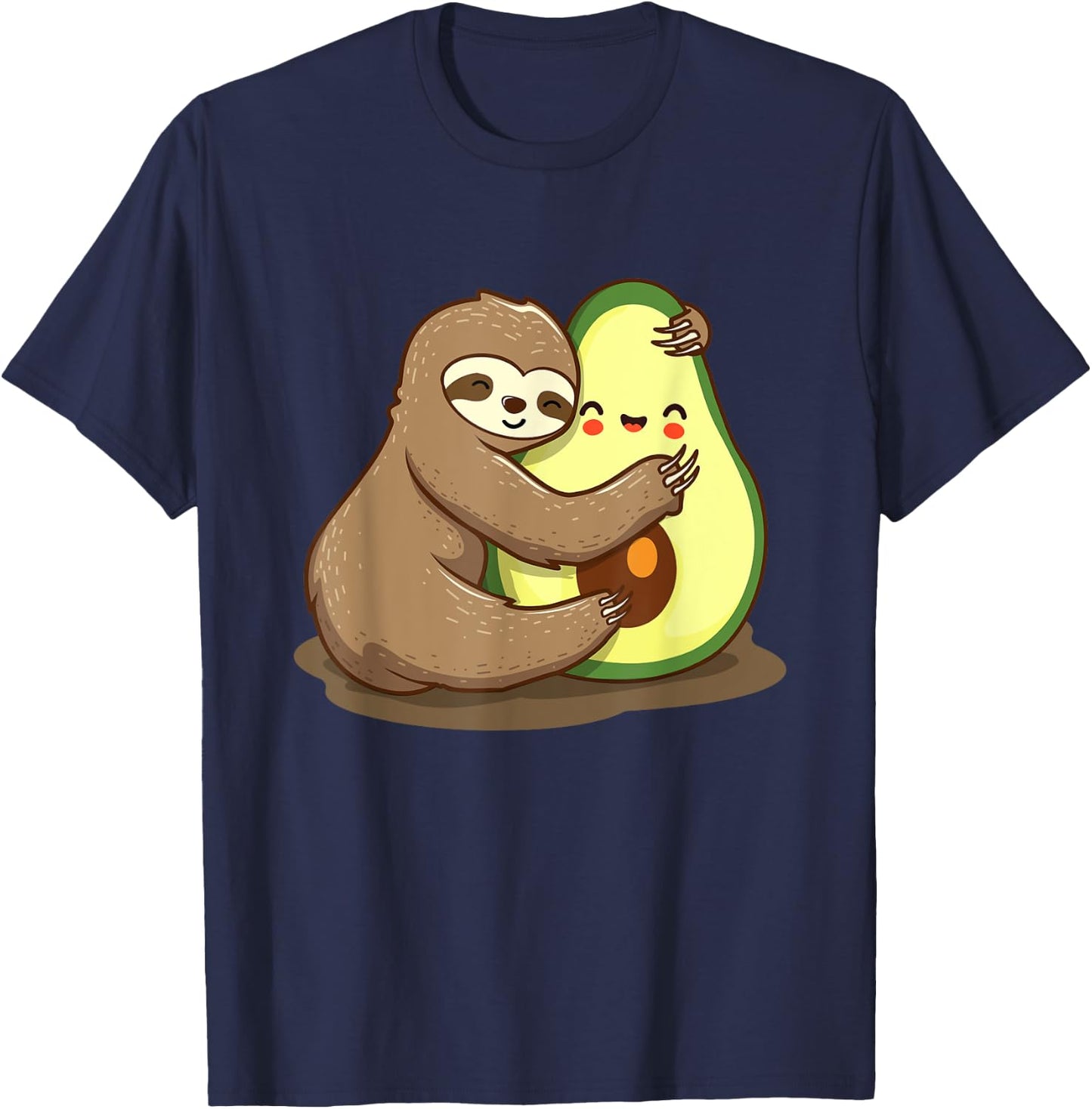 Hugging Sloth And Avocado - Zookeeper Nature Animal Lover T-Shirt - T-Shirt | Navy