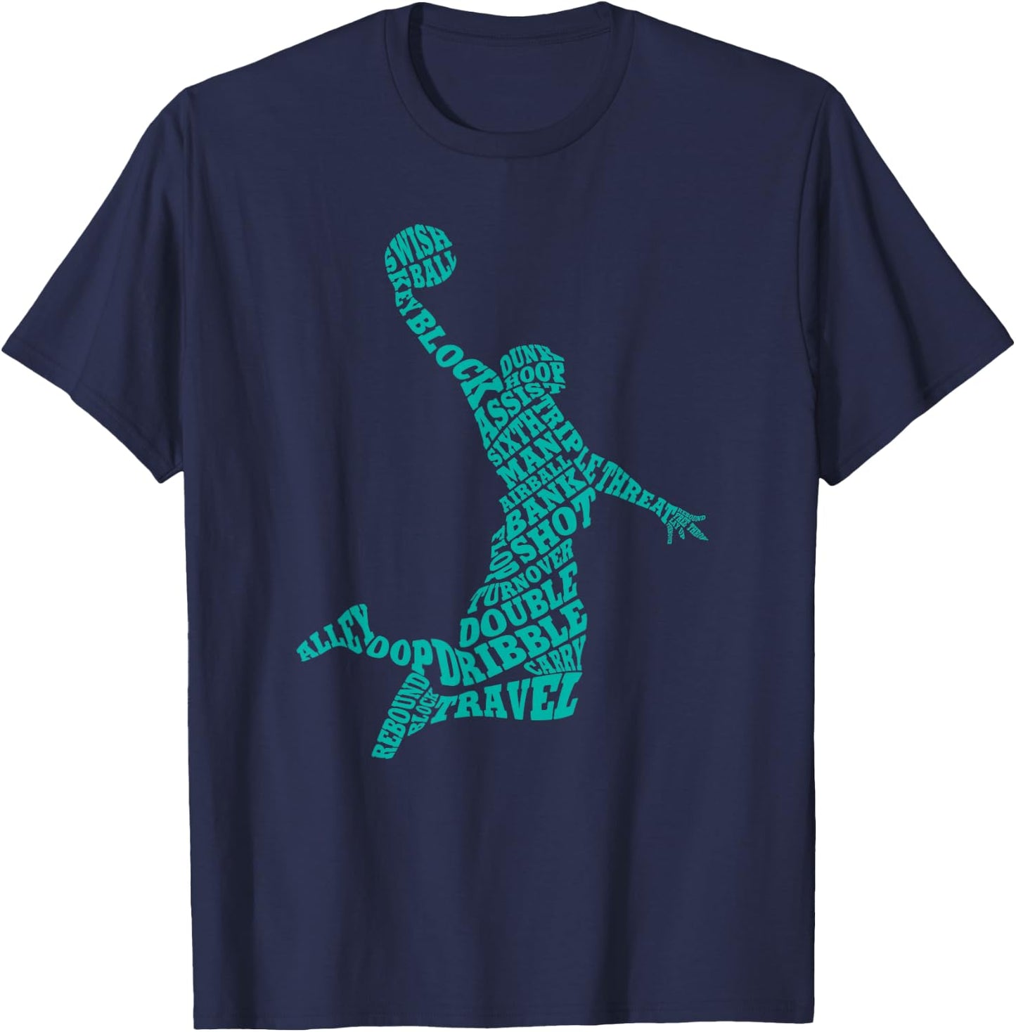 Basketball Player Typography Word Art T-Shirt - T-Shirt | Navy