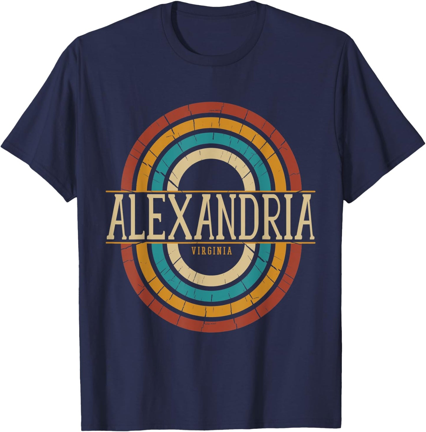 Vintage Retro Alexandria Virginia VA Women Men Souvenirs T-Shirt - T-Shirt | Navy