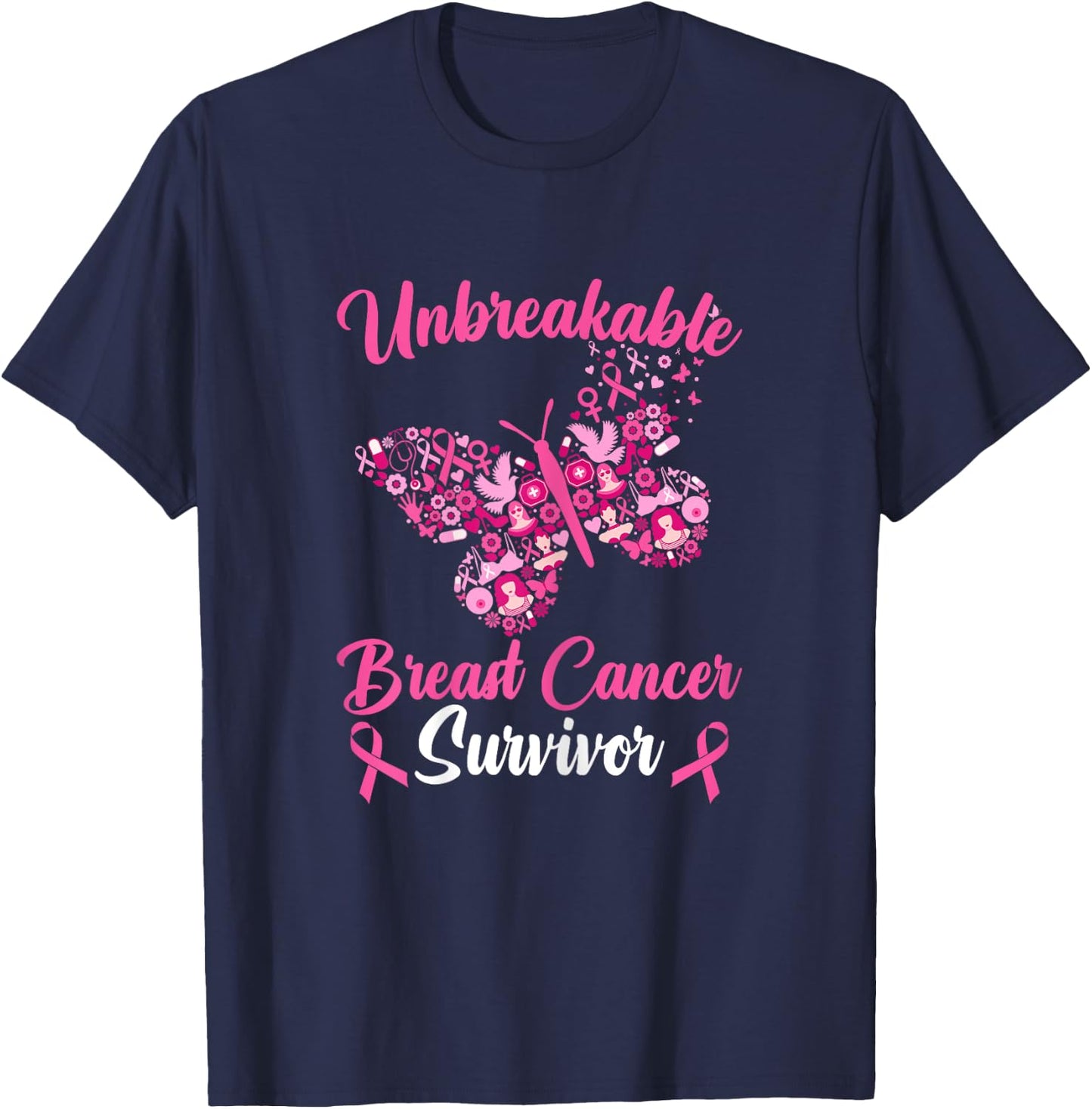 Breast Cancer Awareness Breast Cancer Survivor T-Shirt - T-Shirt | Navy