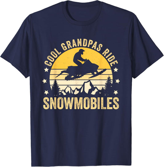 Cool Grandpas Ride Snowmobiles T-Shirt - T-Shirt | Navy