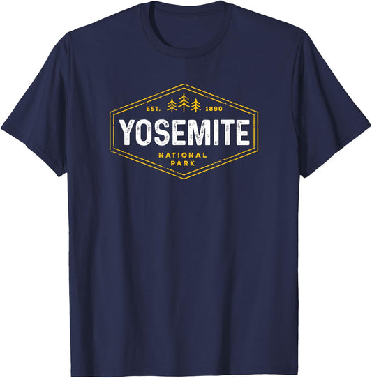 Retro Yosemite California Established 1890 National Park T-Shirt - T-Shirt | Navy