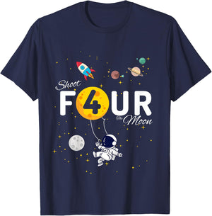 Shoot 4 The Moon Child's 4th Birthday party T-Shirt - T-Shirt | Navy