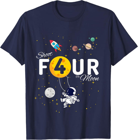 Shoot 4 The Moon Child's 4th Birthday party T-Shirt - T-Shirt | Navy