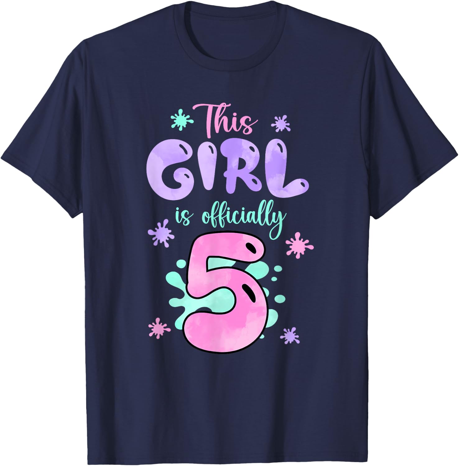 This Girl Is Officially 5 Year Old Slime Queen 5th Birthday T-Shirt - T-Shirt | Navy