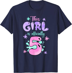 This Girl Is Officially 5 Year Old Slime Queen 5th Birthday T-Shirt - T-Shirt | Navy