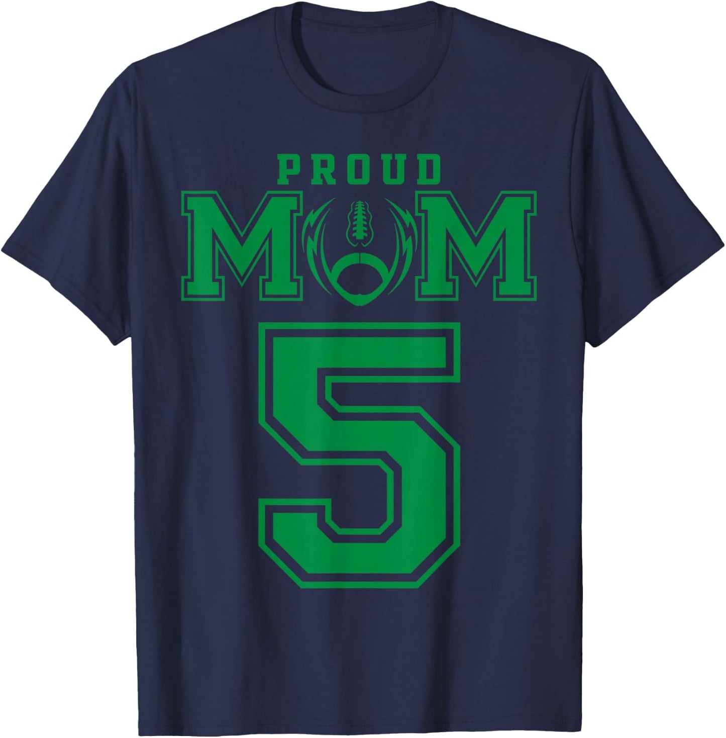 Custom Proud Football Mom Number 5 G Personalized T-Shirt - T-Shirt | Navy