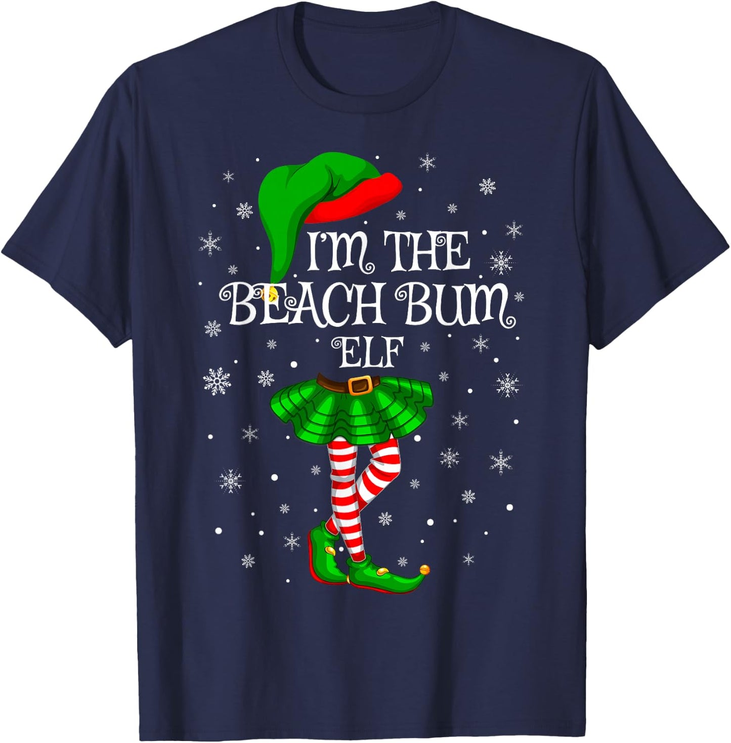 Matching Family Group Beach Bum Elf Christmas Women T-Shirt - T-Shirt | Navy