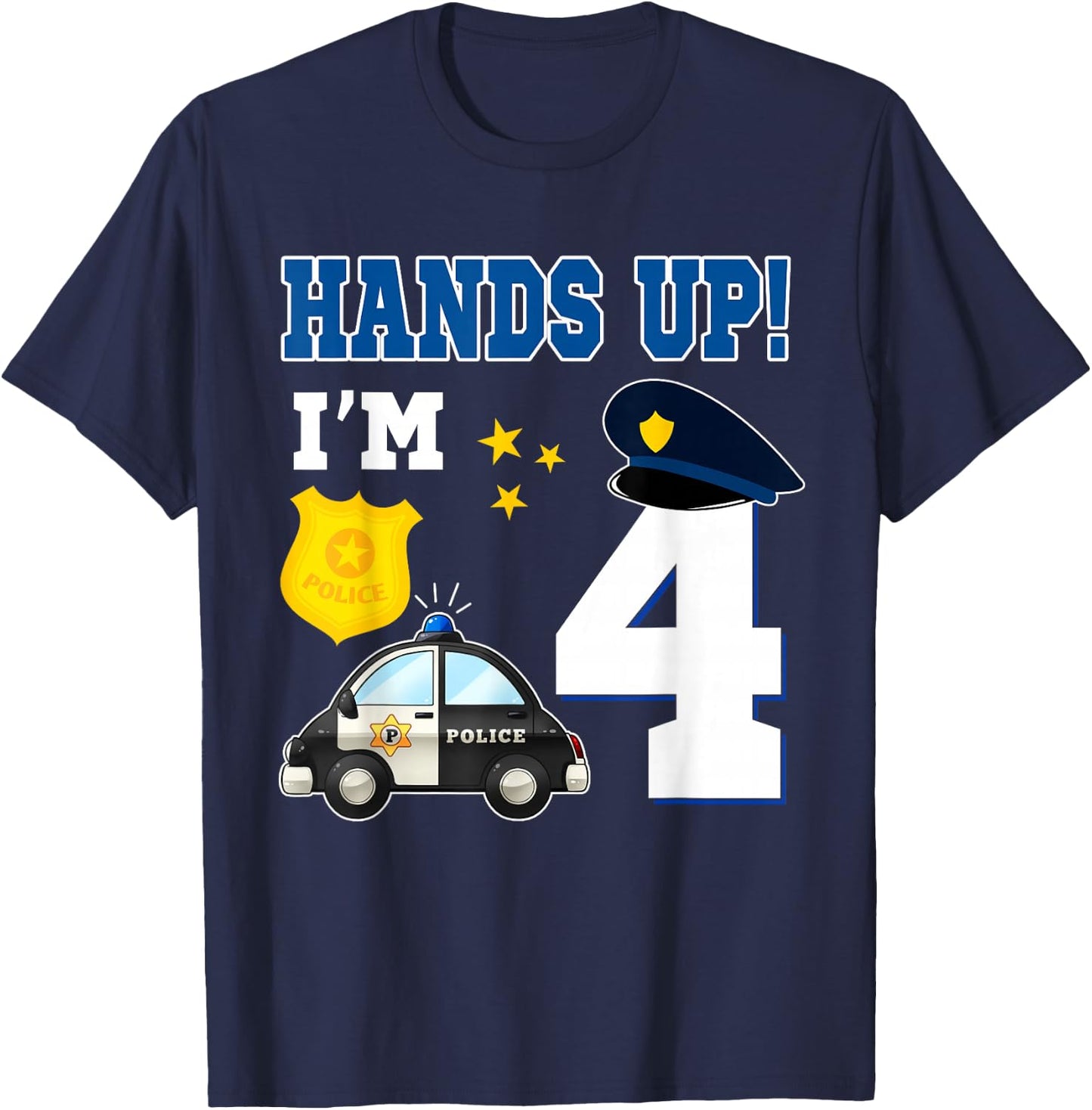 4th Birthday Policeman Boy 4 Year Old Police Officer T-Shirt - T-Shirt | Navy