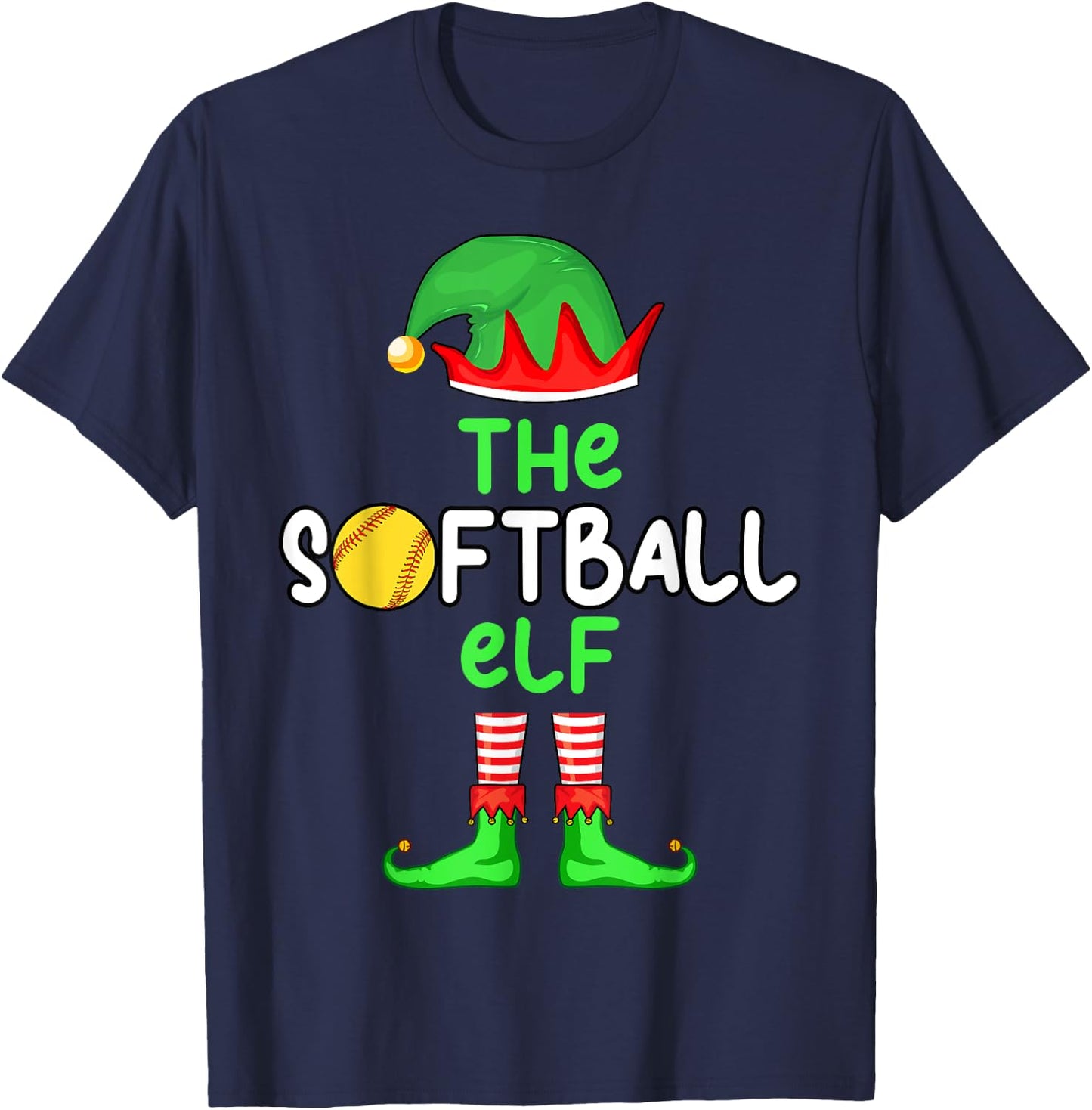 I'm The Softball Elf Christmas Family Matching Pajama T-Shirt - T-Shirt | Navy