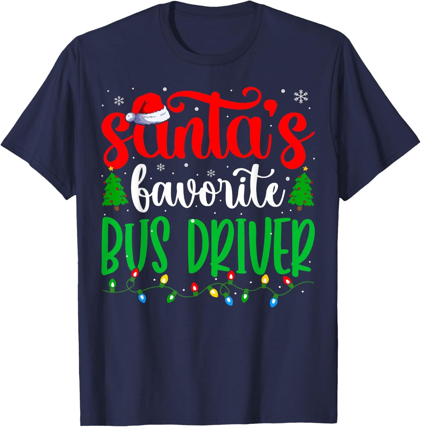 Bus Driver Santa Funny Bus Driver Christmas T-Shirt - T-Shirt | Navy