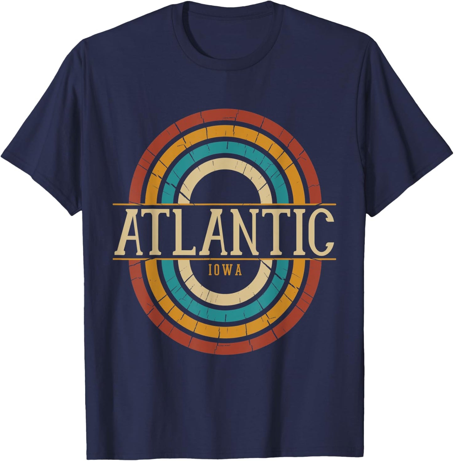 Vintage Retro Atlantic Iowa IA Women Men Souvenirs T-Shirt - T-Shirt | Navy