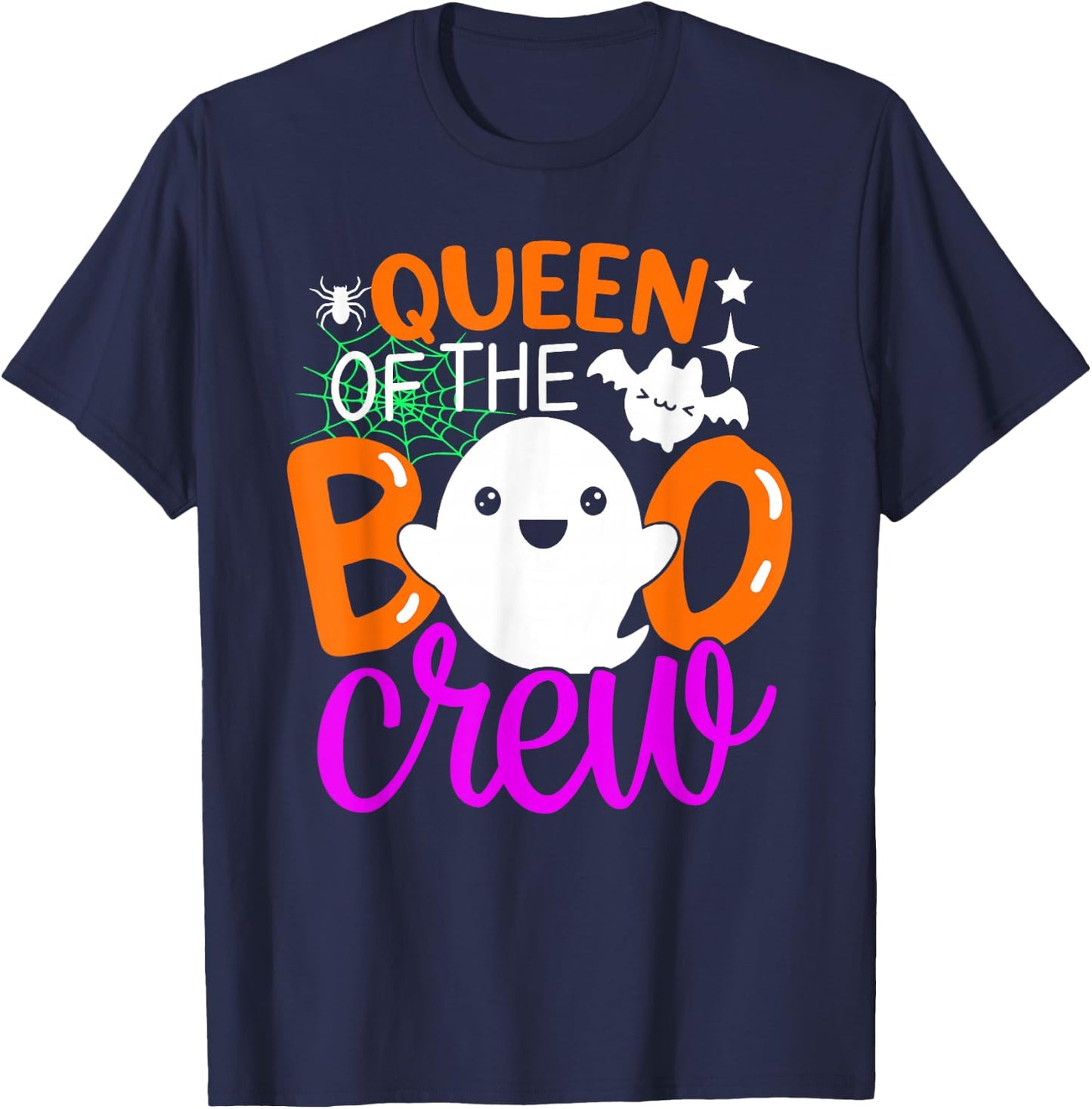 Queen Of The Boo Crew Funny Halloween Family Matching T-Shirt - T-Shirt | Navy