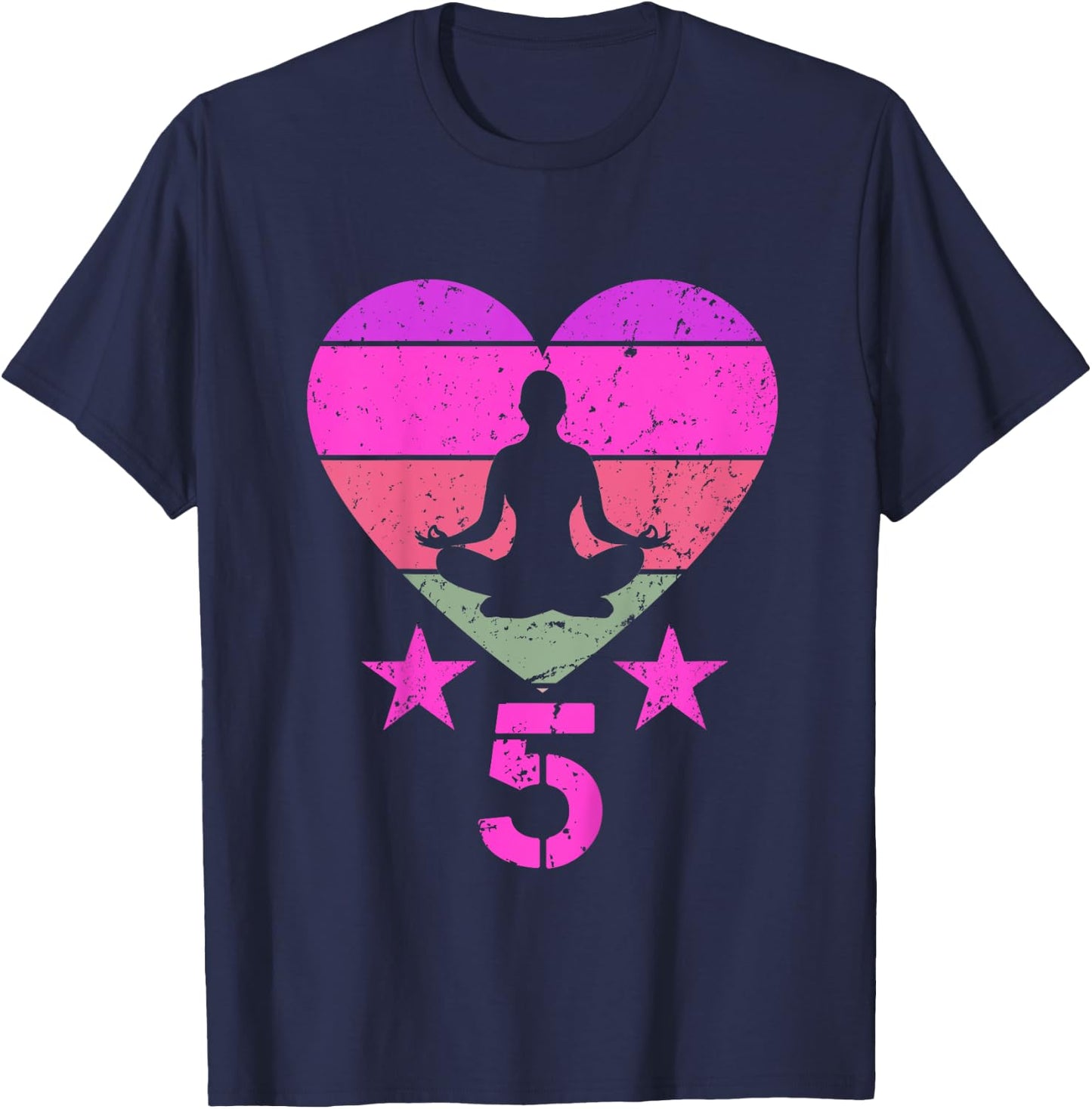 Kids Yoga Birthday 5 Year Old Boy Girl Yoga 5th Birthday T-Shirt - T-Shirt | Navy