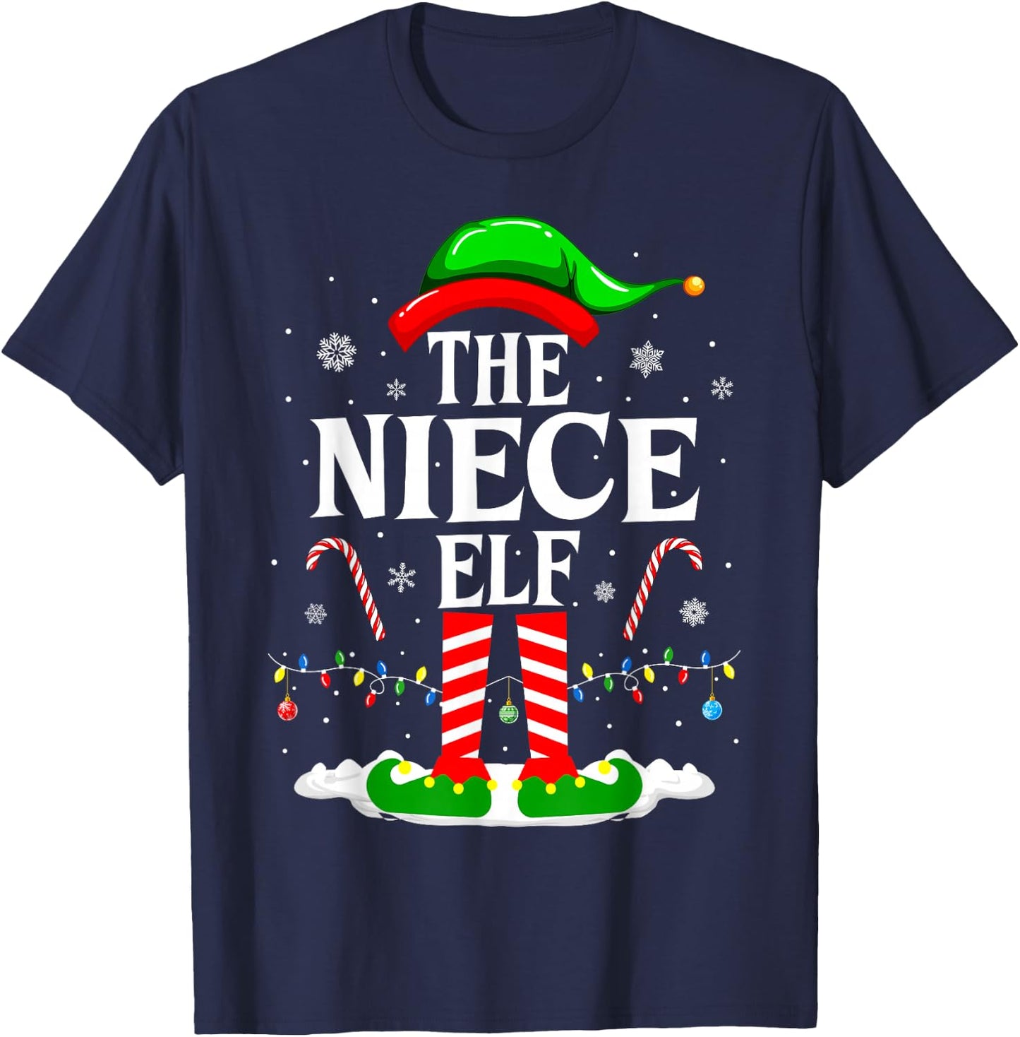 The Niece Elf Funny Xmas Elf Matching Family Christmas T-Shirt - T-Shirt | Navy