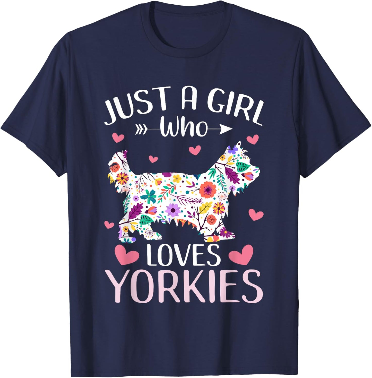 Just A Girl Who Loves Yorkies Cute Dog Lover girls kids T-Shirt - T-Shirt | Navy