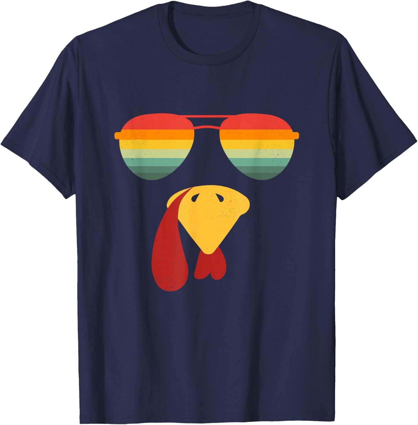 Turkey Face Sunglasses Thanksgiving Boys Kids Cool Turkey T-Shirt - T-Shirt | Navy