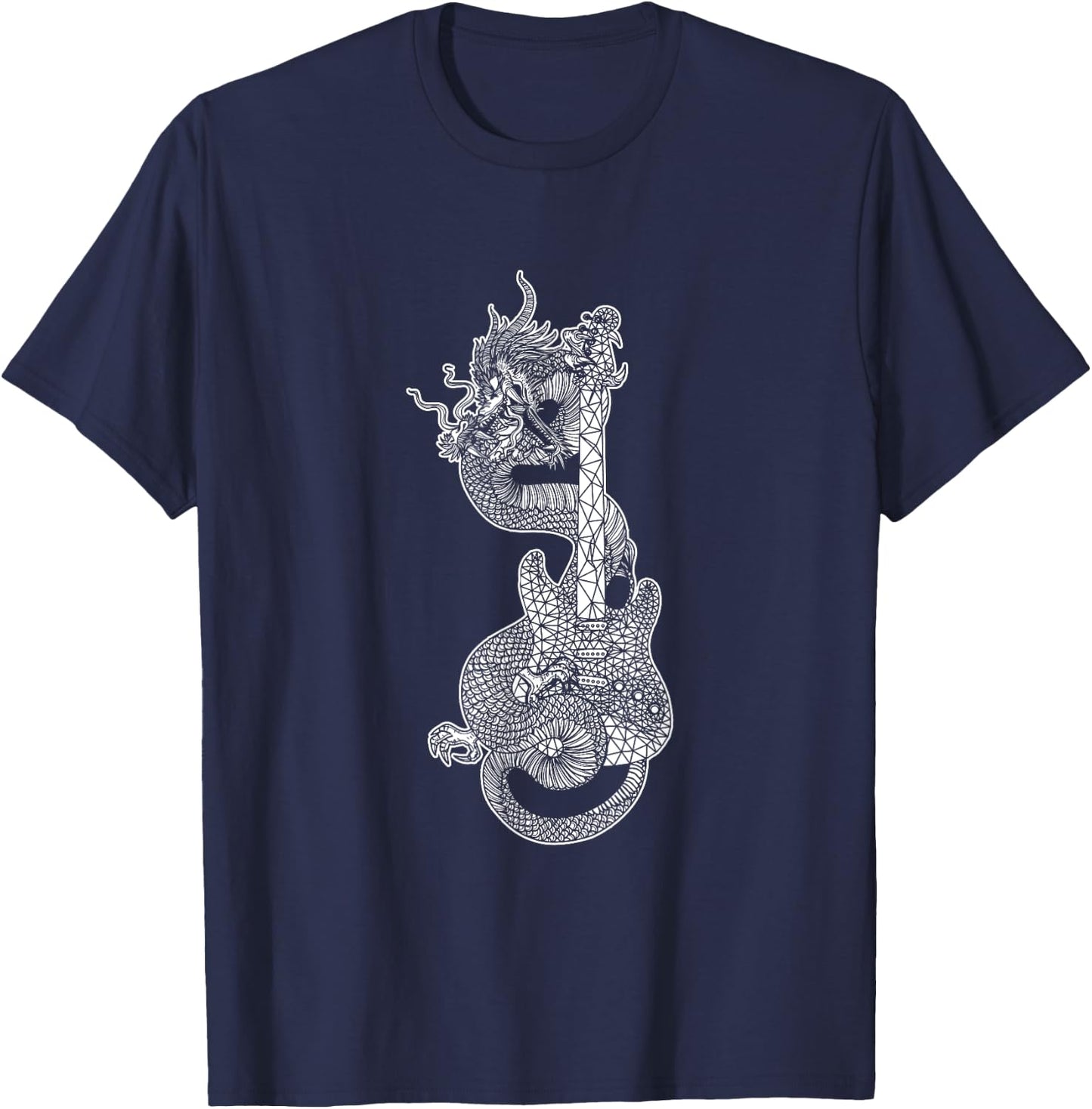 Japanese Dragon Guitar Musical Instrument Japan Guitarist T-Shirt - T-Shirt | Navy