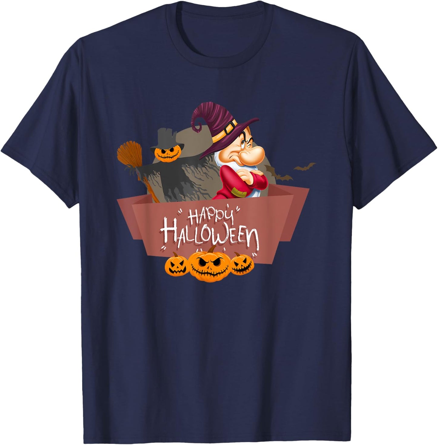 Grumpy Happy Halloween T-Shirt - T-Shirt | Navy