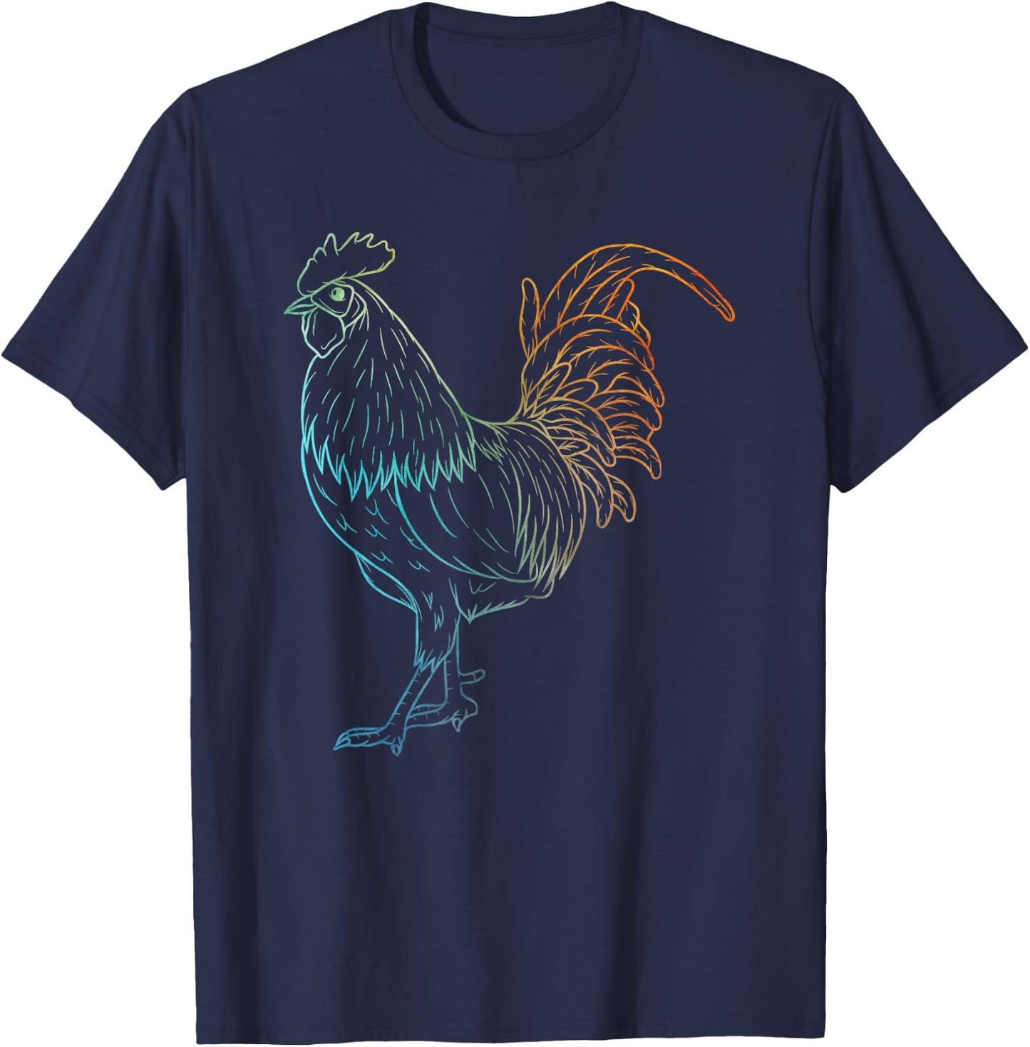 Chicken Art Colorful Rooster Funny Fowl Lovers Outfit T-Shirt - T-Shirt | Navy