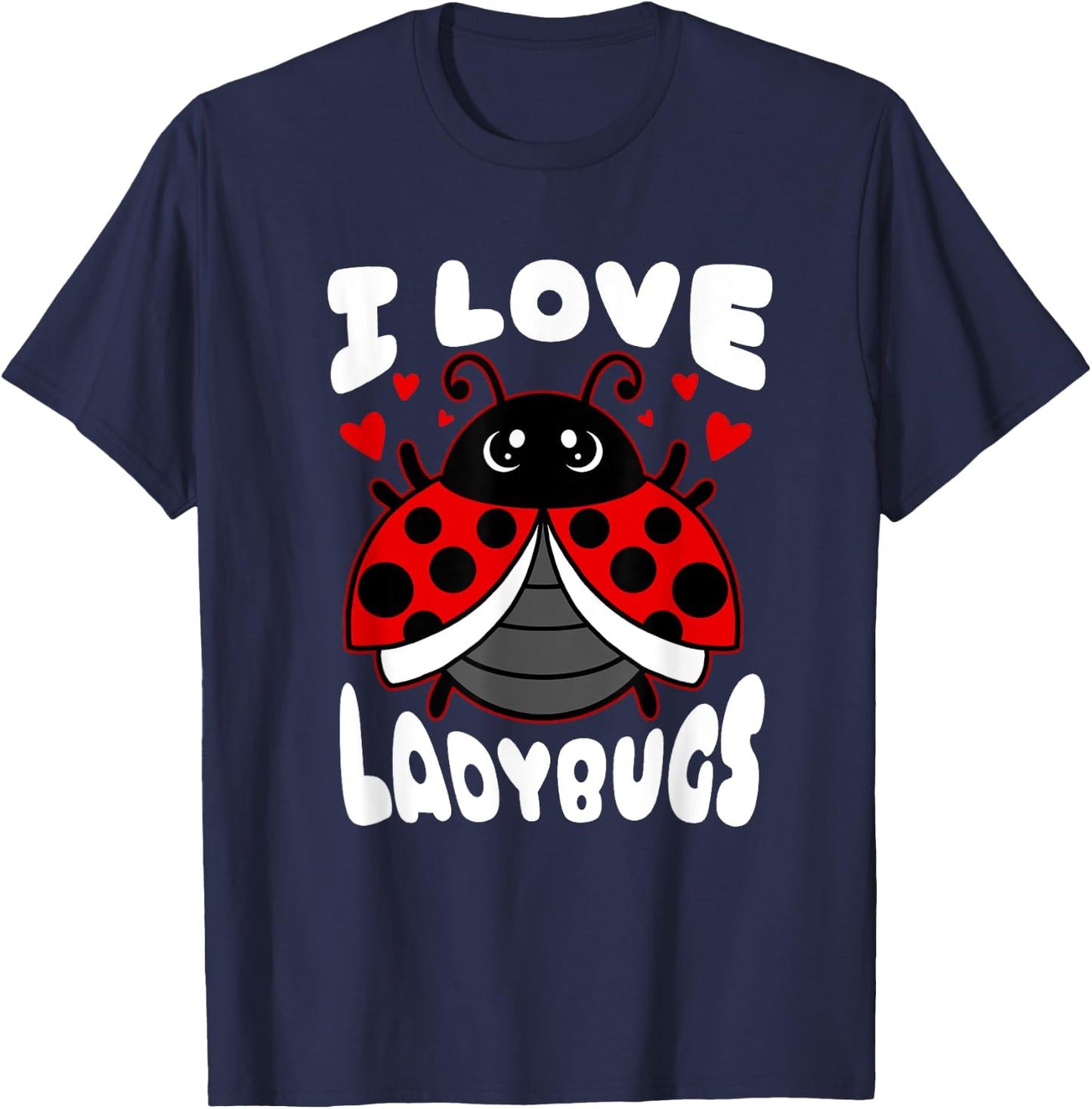 I Love Ladybugs Flying Ladybug Heart T-Shirt - T-Shirt | Navy