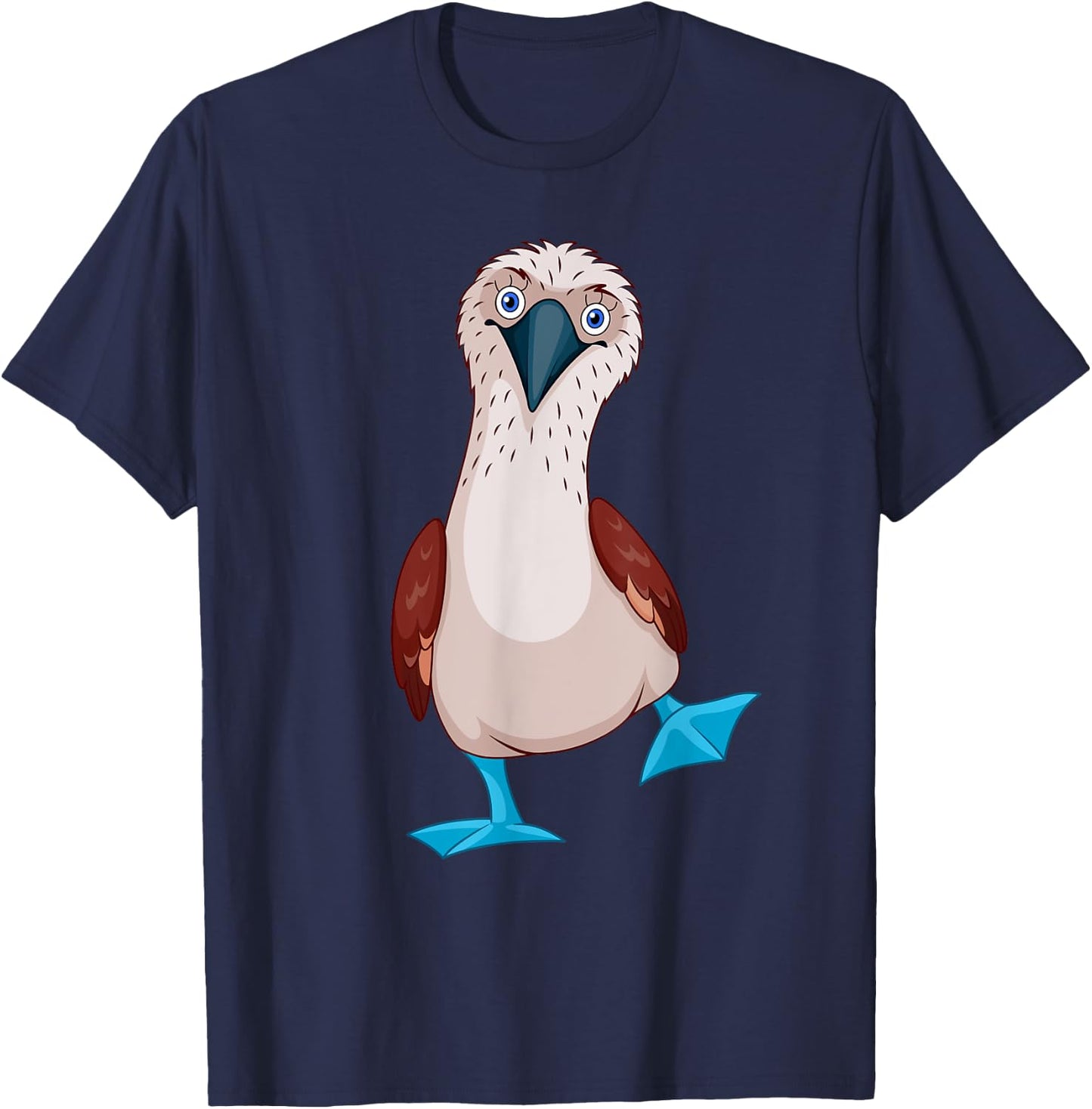 Dancing Booby Blue-Footed Booby Sea Bird Blue Feet Drawing T-Shirt - T-Shirt | Navy