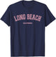 Pink Long Beach California CA Varsity Style on Long Beach T-Shirt - T-Shirt | Navy