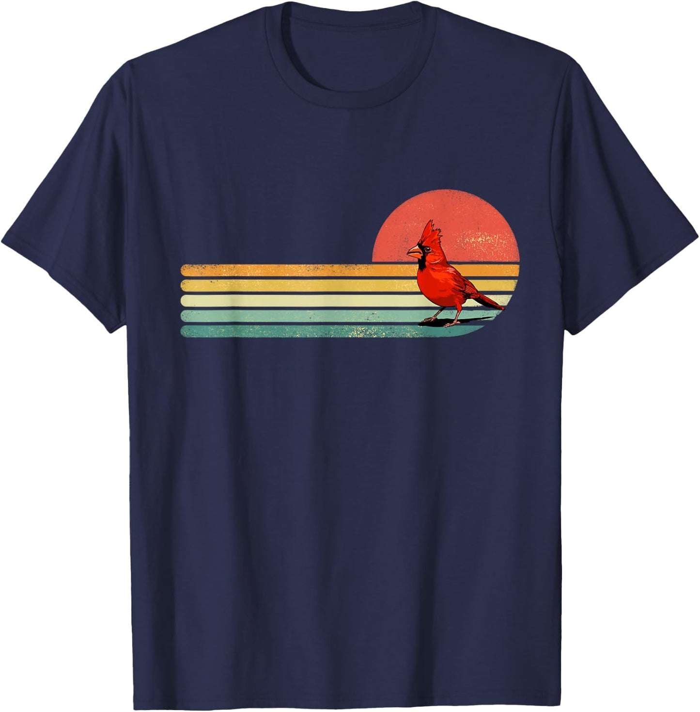 Retro Northern Cardinal Bird Shirt Animal Bird Lover Birder T-Shirt - T-Shirt | Navy