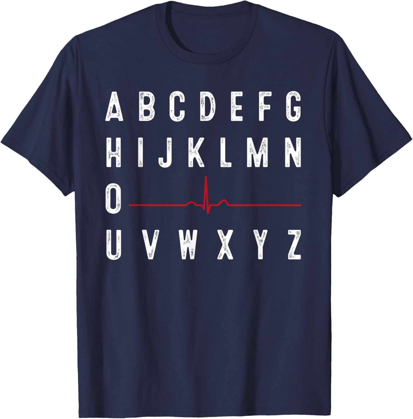 PQRST Nurses Day Funny Nurse Alphabet Cardiac Cycle Black 3X-Large Adults T-Shirt - T-Shirt | Navy