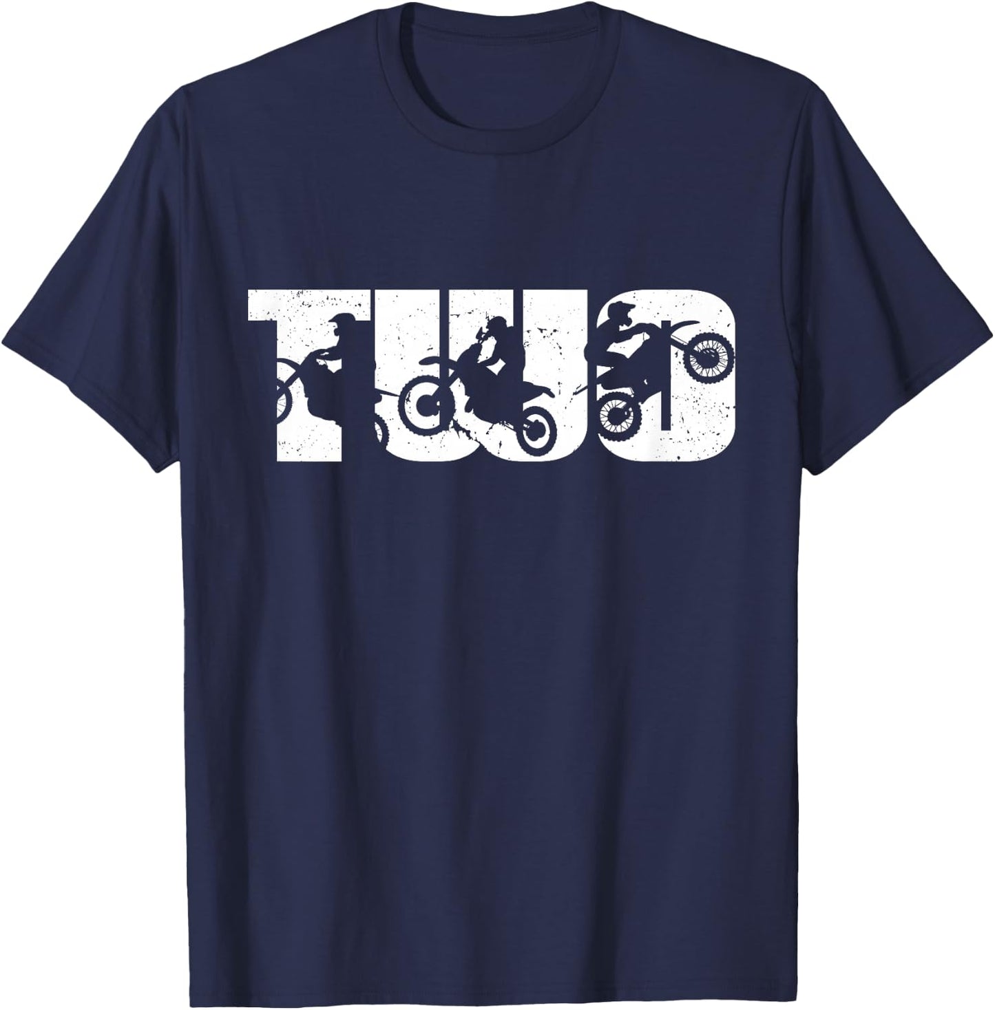2nd Birthday Retro Motocross Dirt Bike 2 Years Boys Girl T-Shirt - T-Shirt | Navy