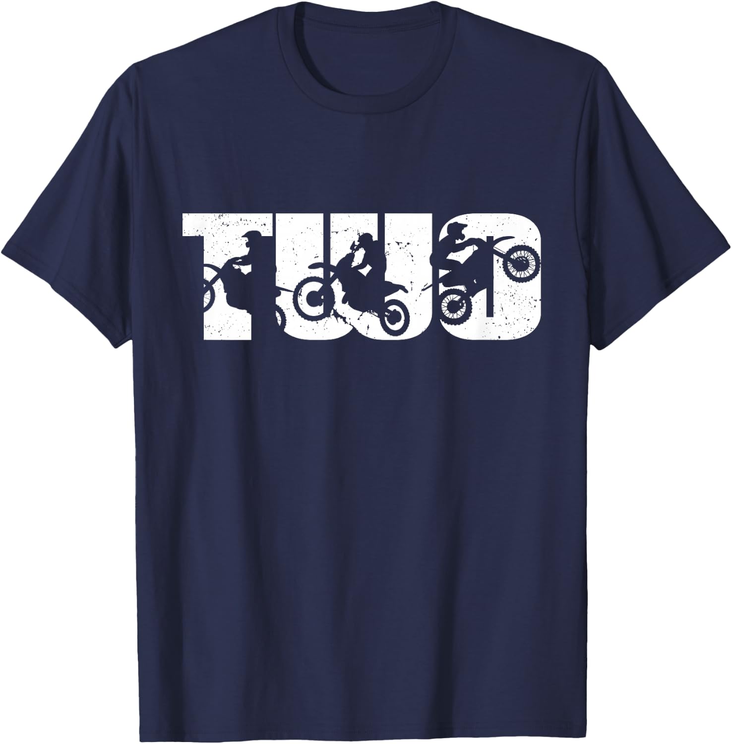 2nd Birthday Retro Motocross Dirt Bike 2 Years Boys Girl T-Shirt - T-Shirt | Navy
