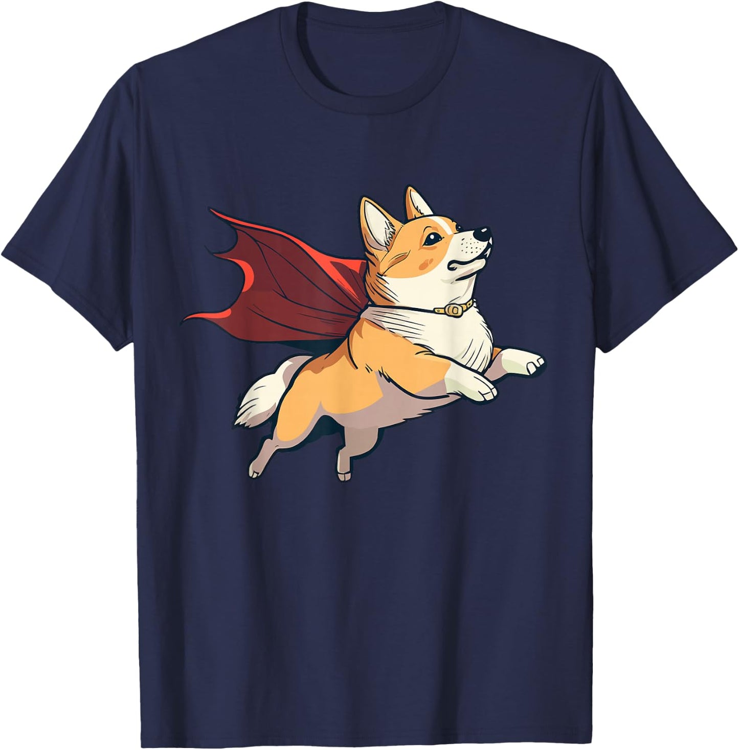Super Hero Corgi with a Cape Super Dog T-Shirt - T-Shirt | Navy