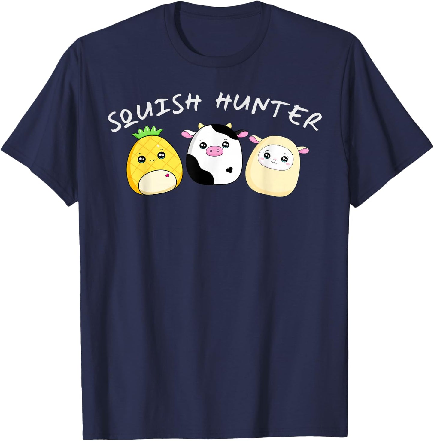 Squish hunter cute animals pineapple cow lamb T-Shirt - T-Shirt | Navy
