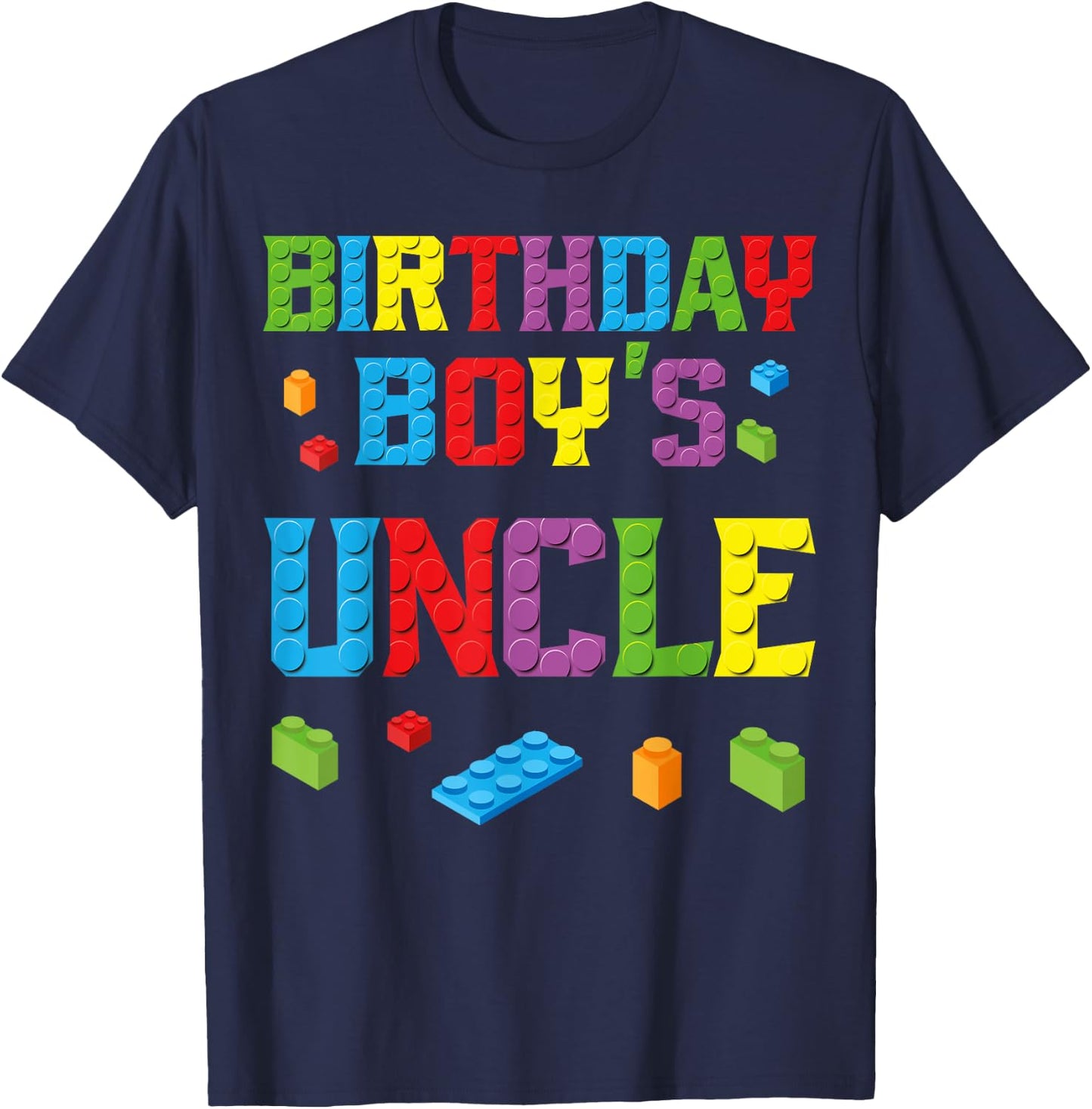 Master Builder Birthday Boy's Uncle Building Bricks Blocks T-Shirt - T-Shirt | Navy