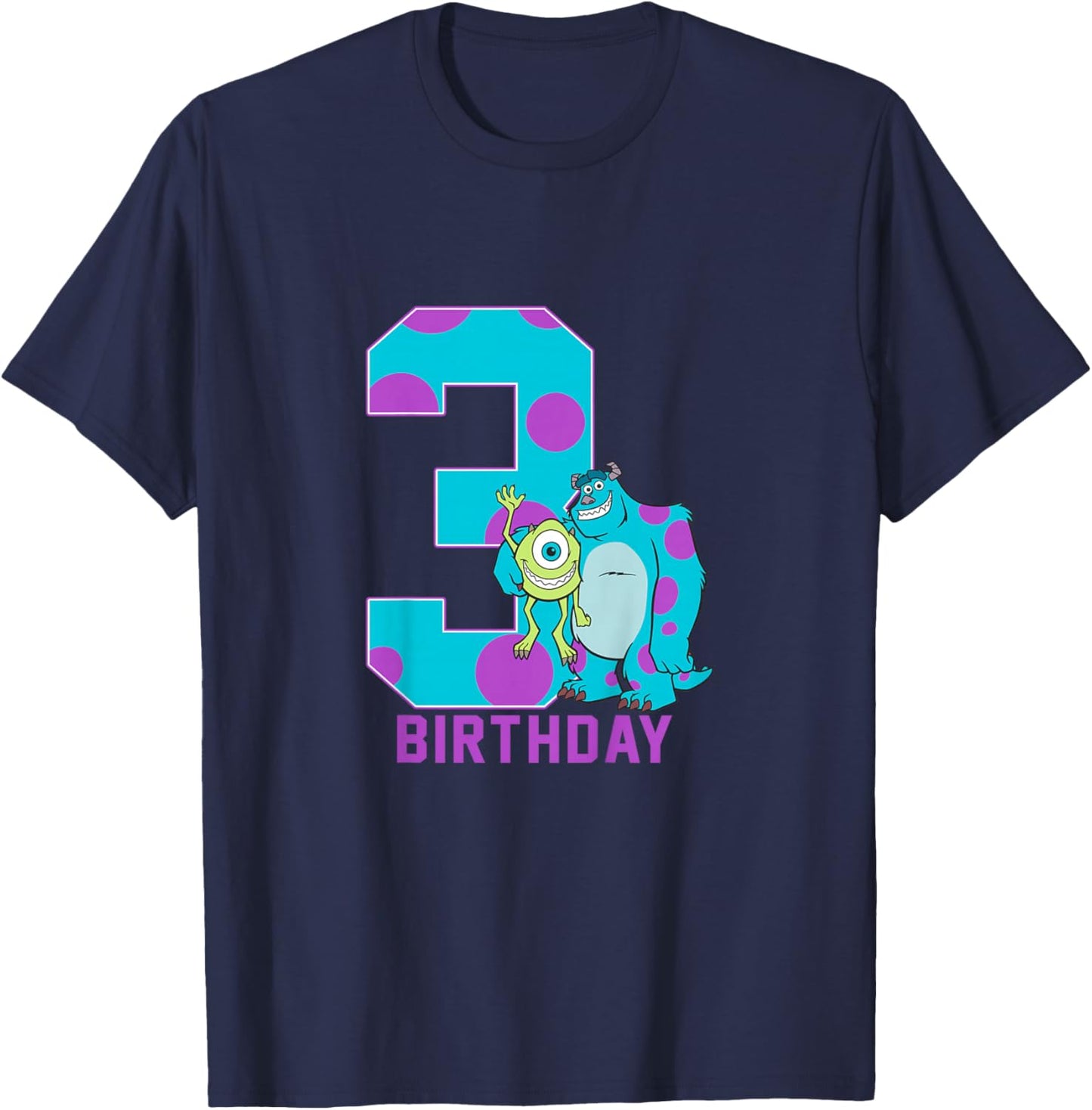 Kids Disney Pixar Monsters University Mike & Sully 3rd Birthday T-Shirt - T-Shirt | Navy