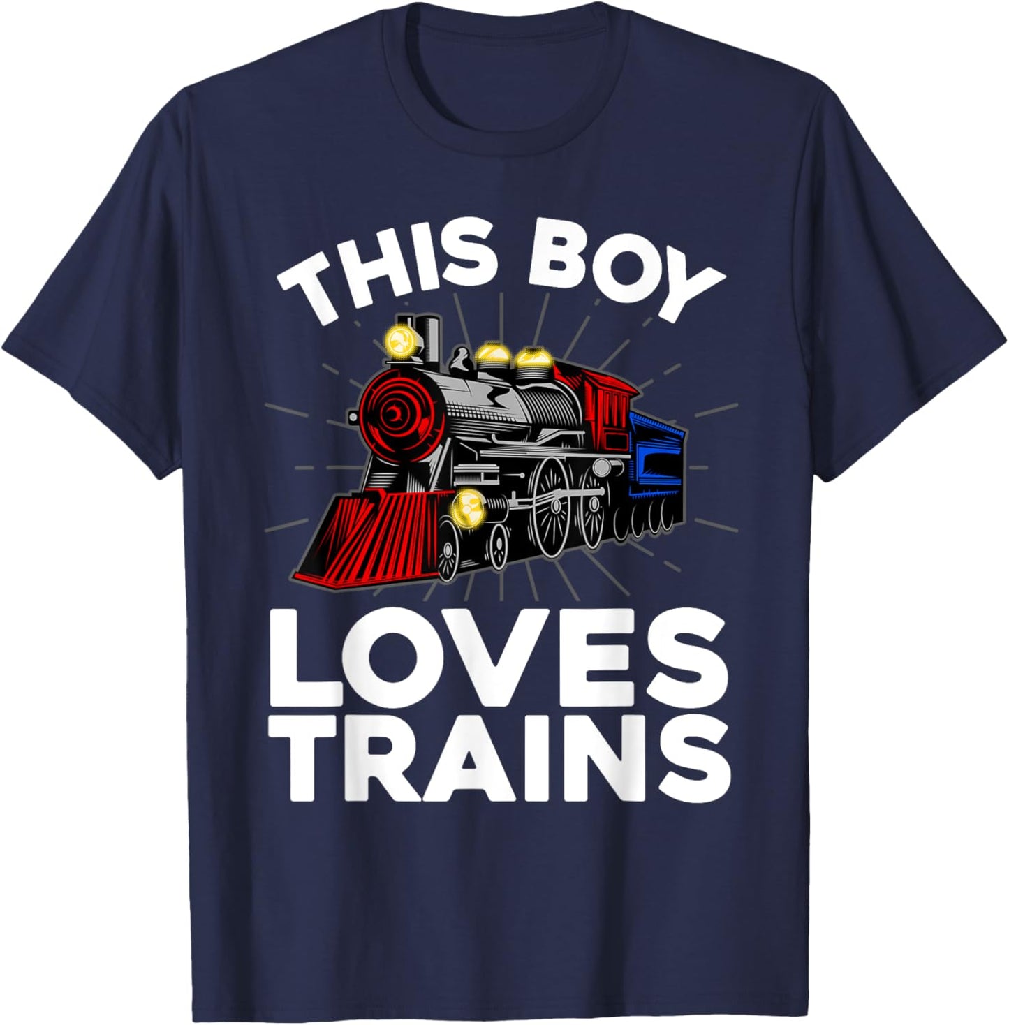 Cool Train Art For Boys Kids Toddlers Train Lovers Railroad T-Shirt - T-Shirt | Navy