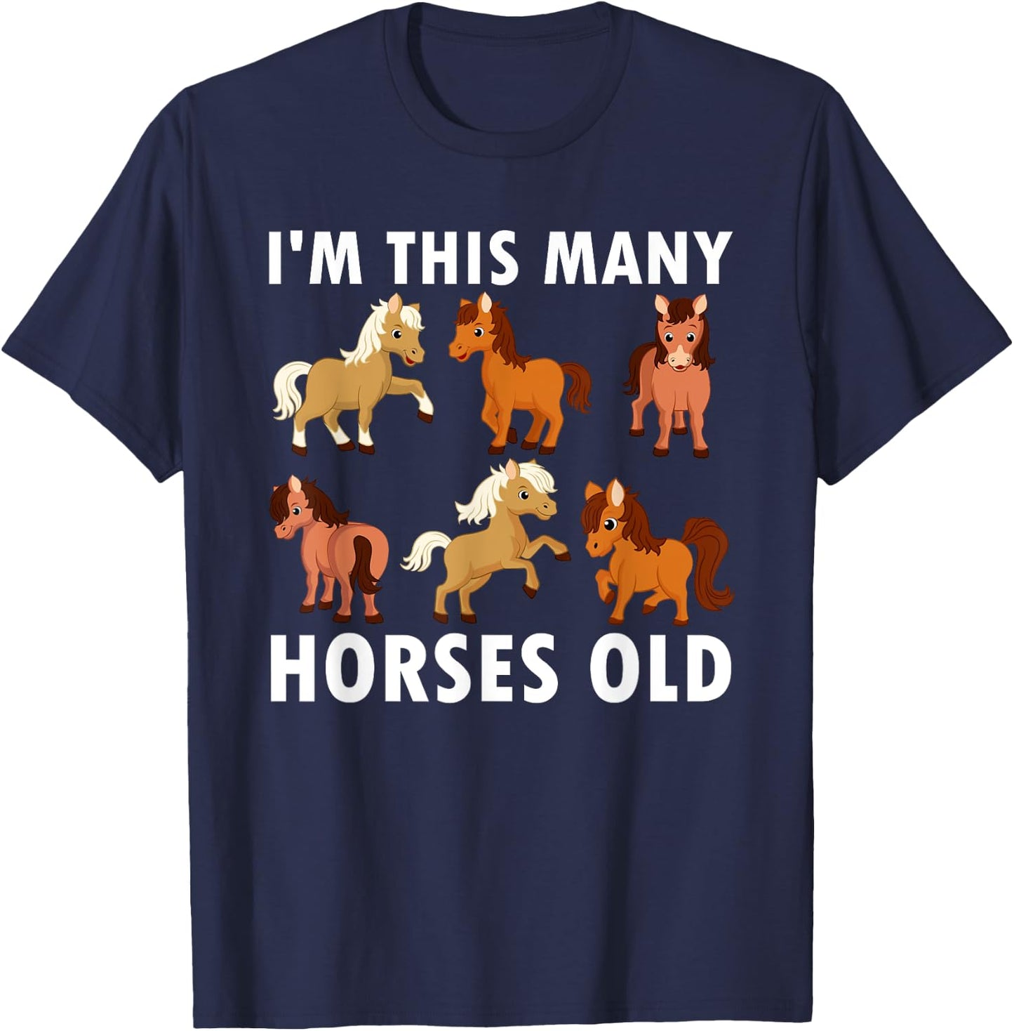 6 Years Old Girl Horses Old 6th Birthday Kids T-Shirt - T-Shirt | Navy