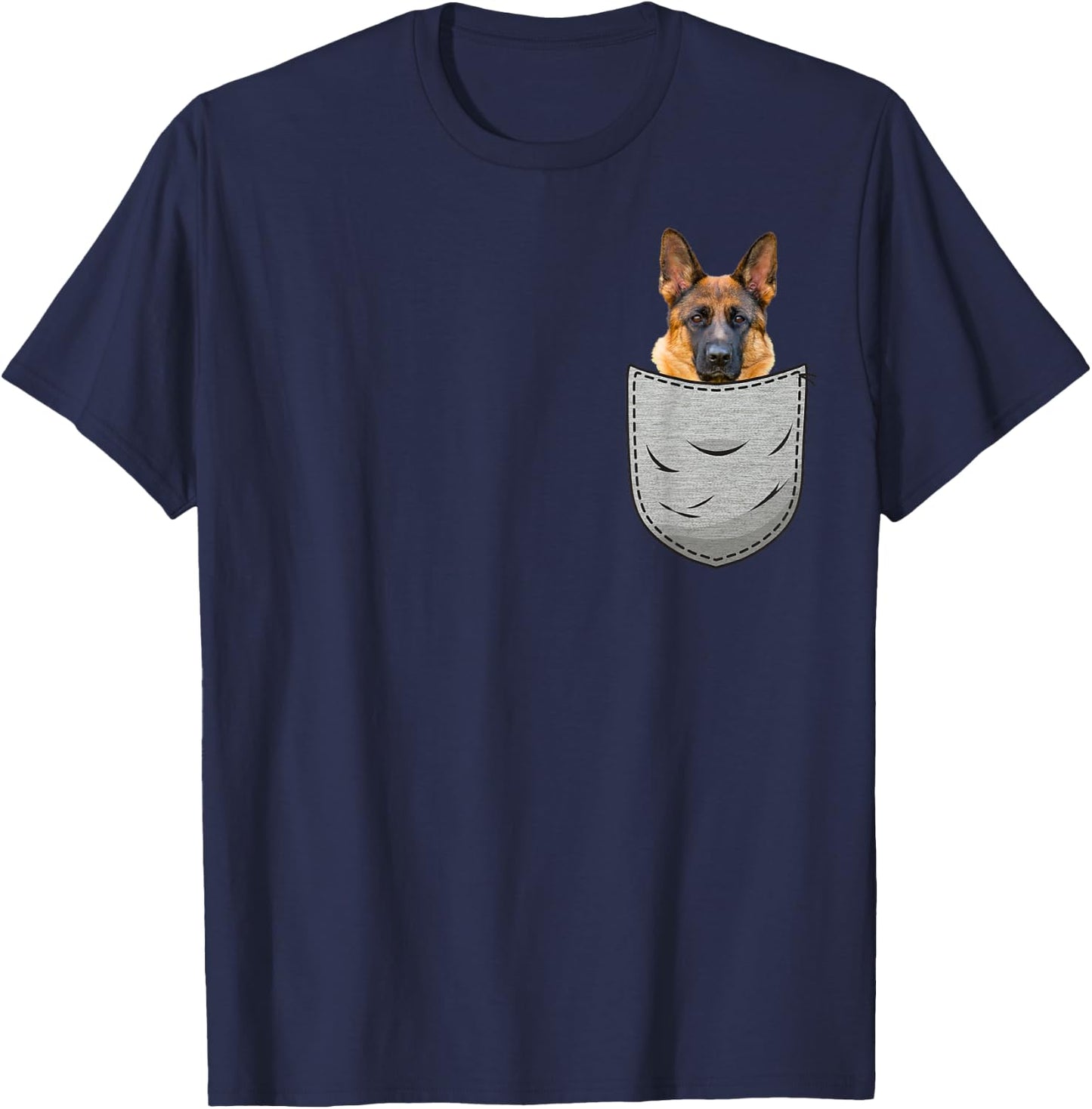 German Shepherd Dog Chest Pocket for Dog Owners T-Shirt - T-Shirt | Navy