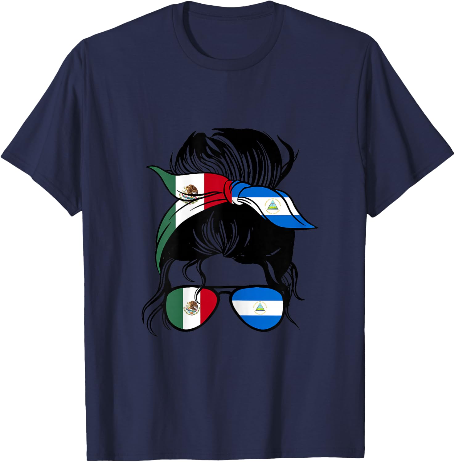 Mexico and Nicaragua Mix Half Mexican and Half Nicaraguan T-Shirt - T-Shirt | Navy