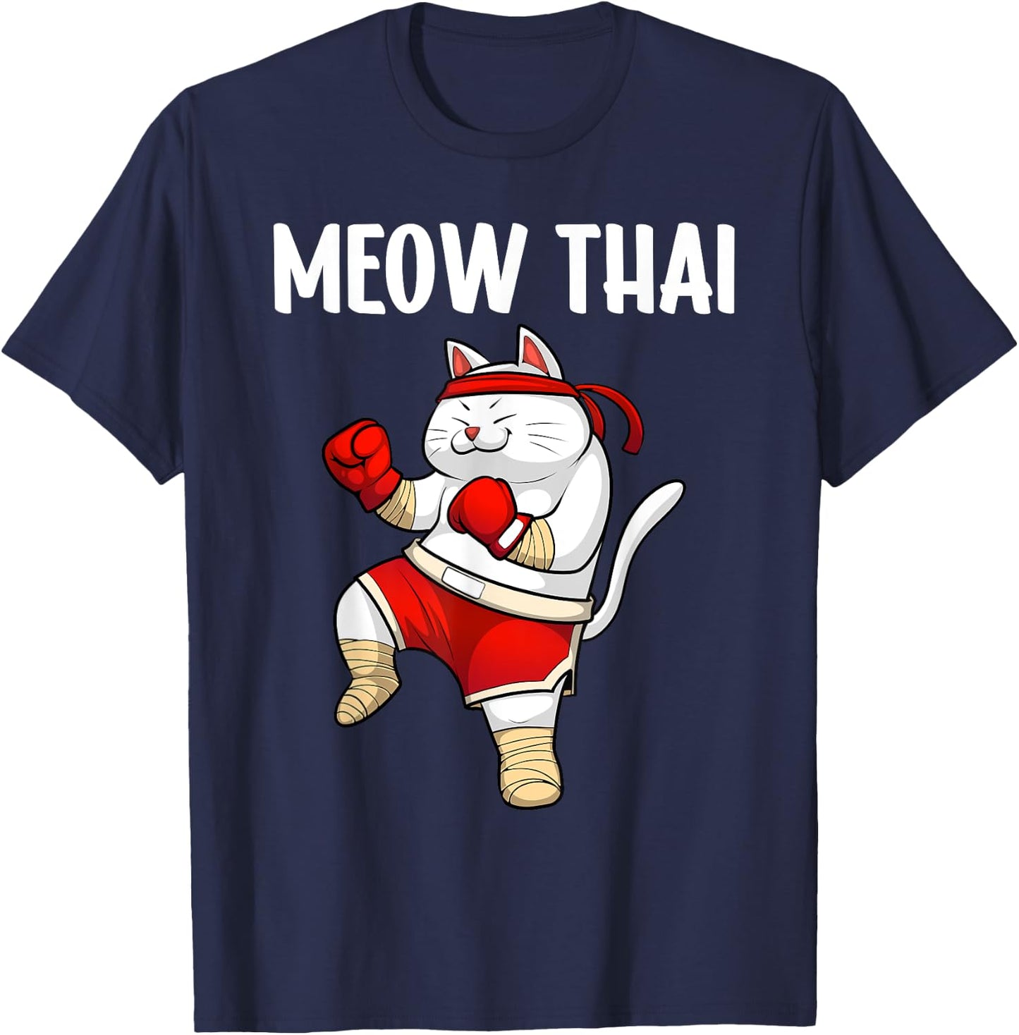 Funny Meow Thai Design Women Muay Thai Boxing Lovers T-Shirt - T-Shirt | Navy