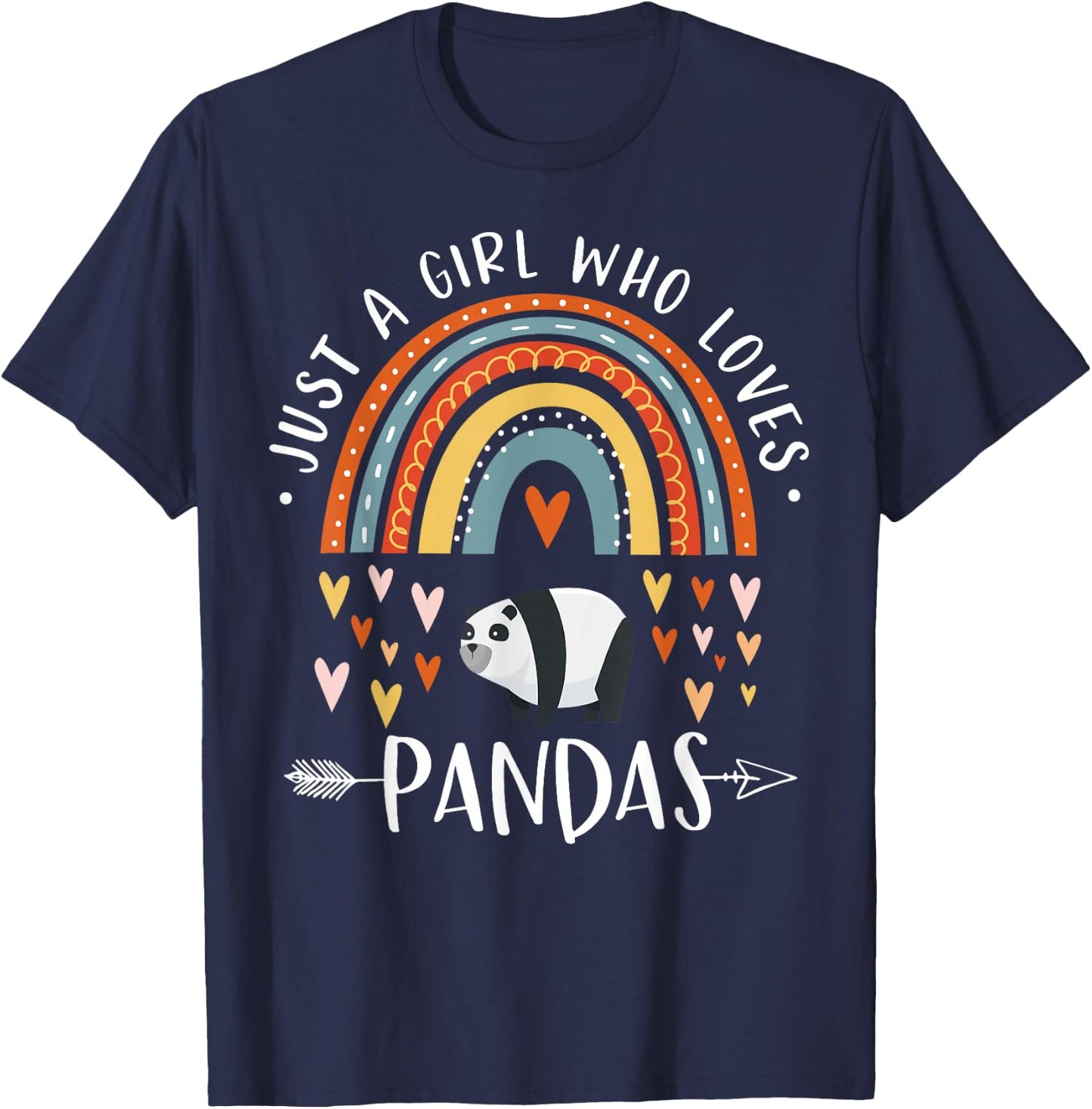 Just A Girl Who Loves Pandas Rainbow Gifts Panda Bear Lover T-Shirt - T-Shirt | Navy