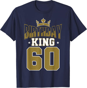 Birthday King 60 Bday Party Celebration 60th Royal Theme T-Shirt - T-Shirt | Navy