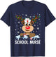 Love Nurse Life Reindeer Xmas School Nurse Christmas Pajama T-Shirt - T-Shirt | Navy