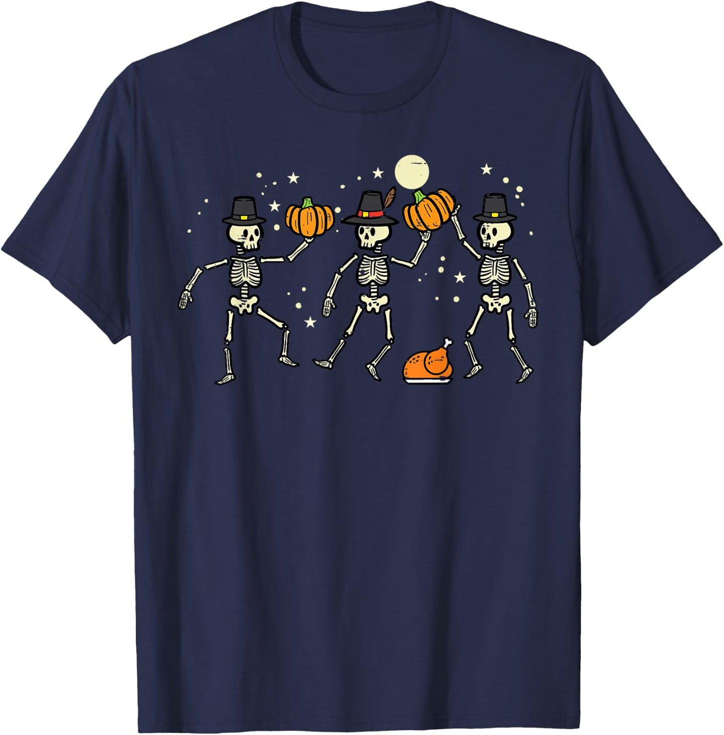 Thanksgiving Dancing Skeletons Fall Men Women Kids Toddler T-Shirt - T-Shirt | Navy