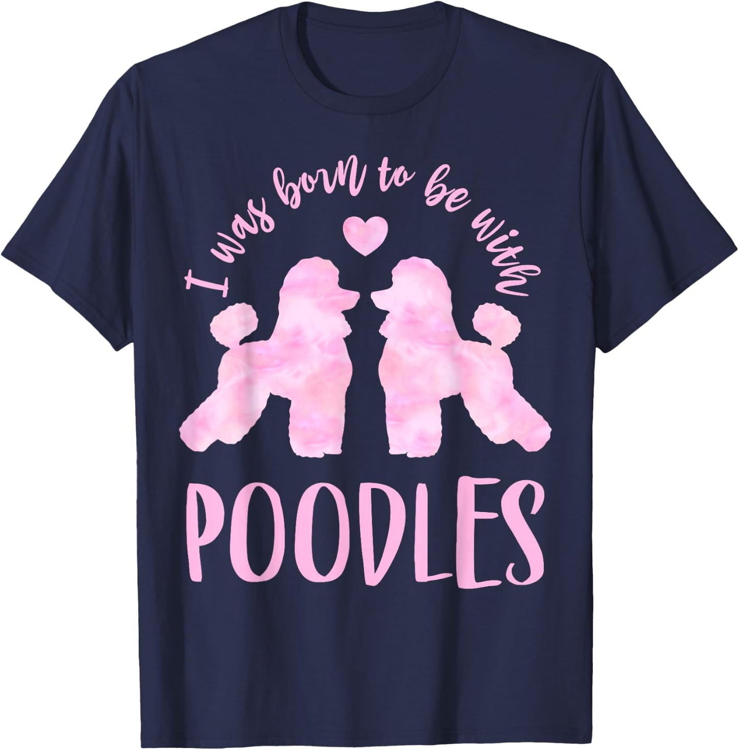 Poodle Lover's 2 Pink Poodles T-Shirt - T-Shirt | Navy
