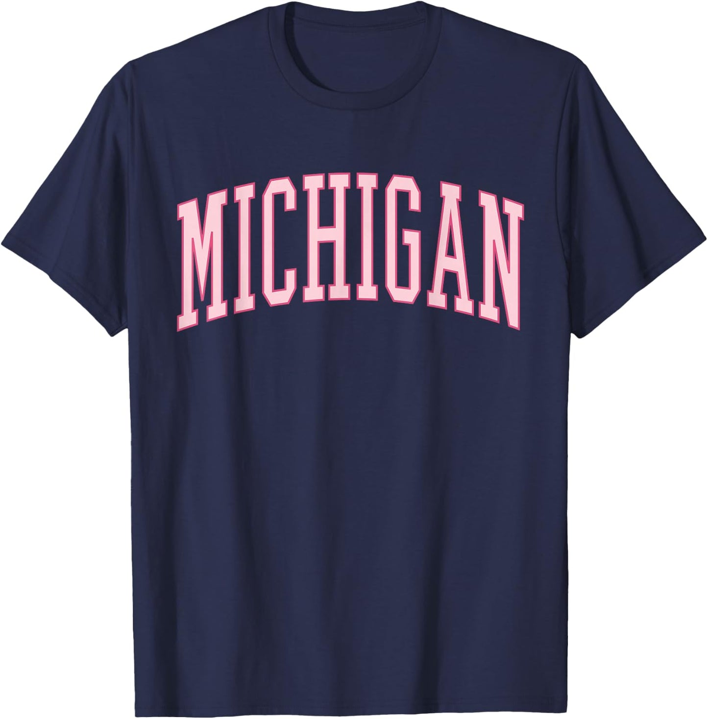 Michigan Cute Trendy Preppy Pink T-Shirt - T-Shirt | Navy