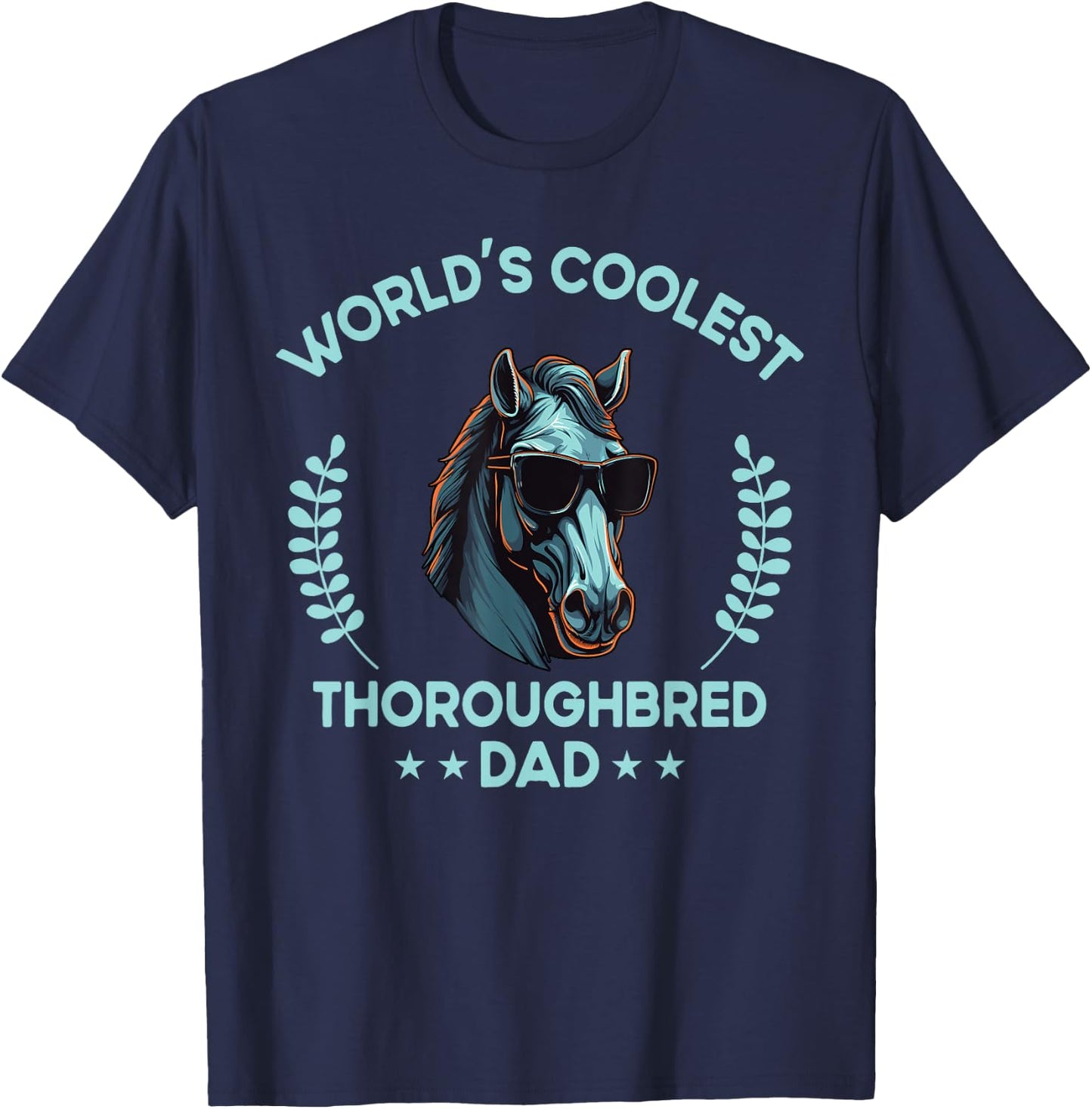 World's Coolest Horse Dad Papa - Farmer Thoroughbred Horse T-Shirt - T-Shirt | Navy