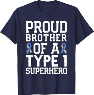 Type 1 Diabetes Proud Brother Of A Type 1 Superhero T-Shirt - T-Shirt | Navy