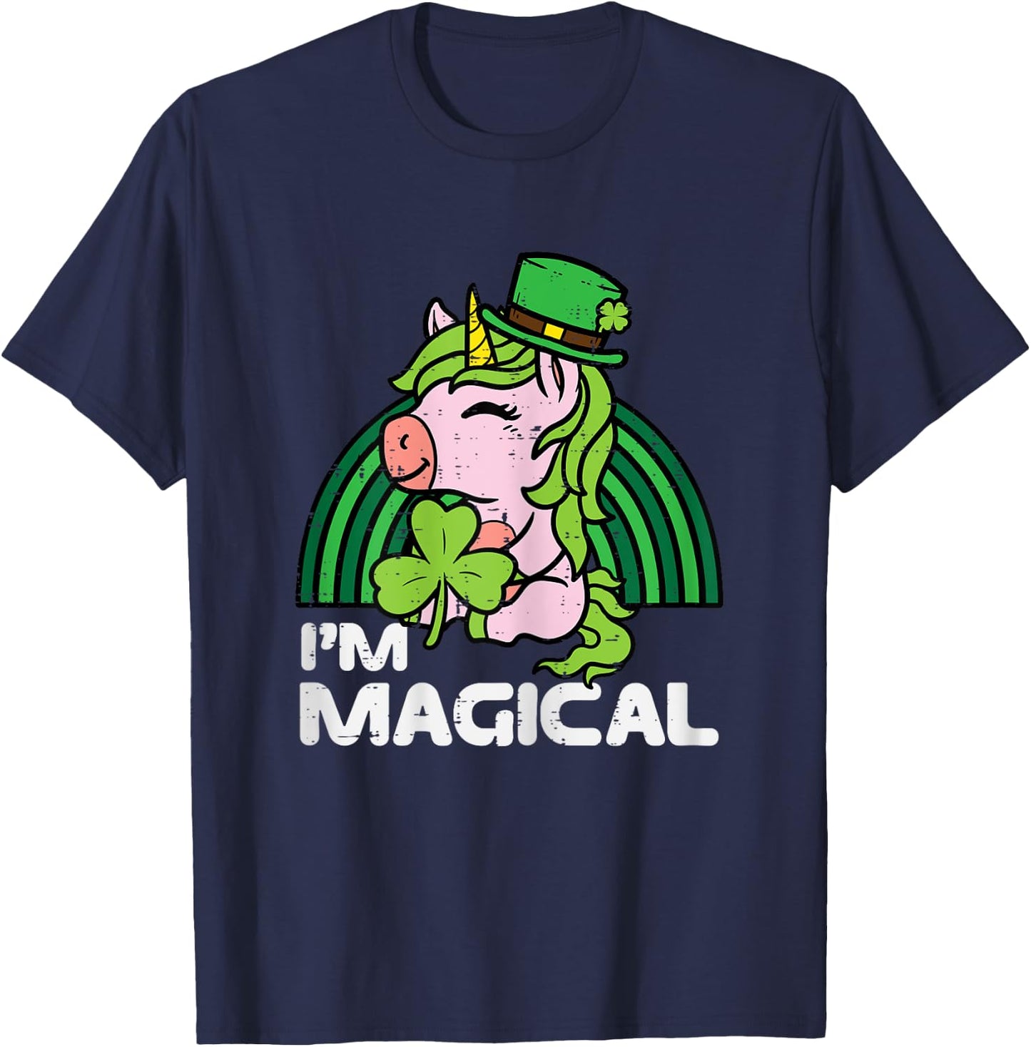 St Patricks Day Unicorn Im Magical Irish Girls Kids Toddlers T-Shirt - T-Shirt | Navy
